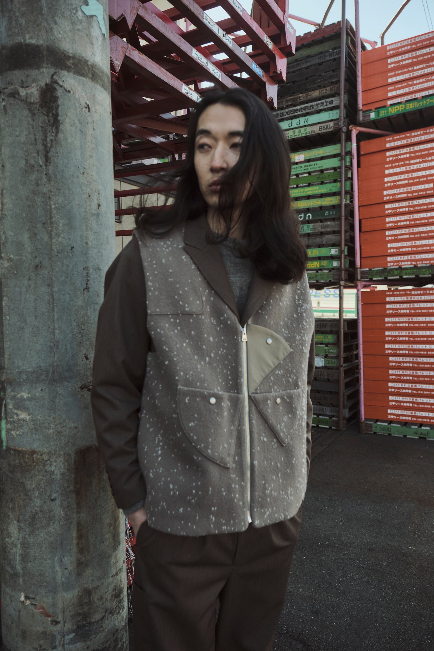 Roulette Vest -Khaki Gray-