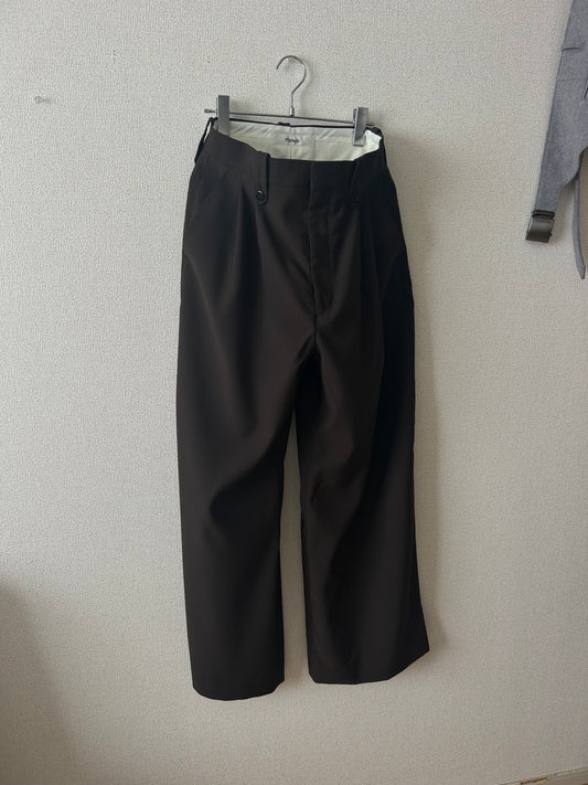 Hollow Wide Trousers [Dark Brown]
